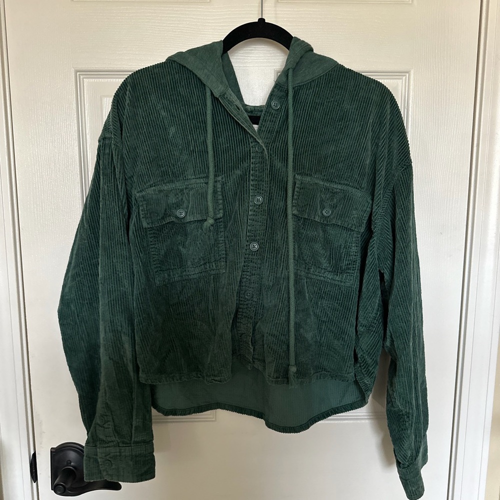 American Eagle Pine Corduroy Cropped Hoodie